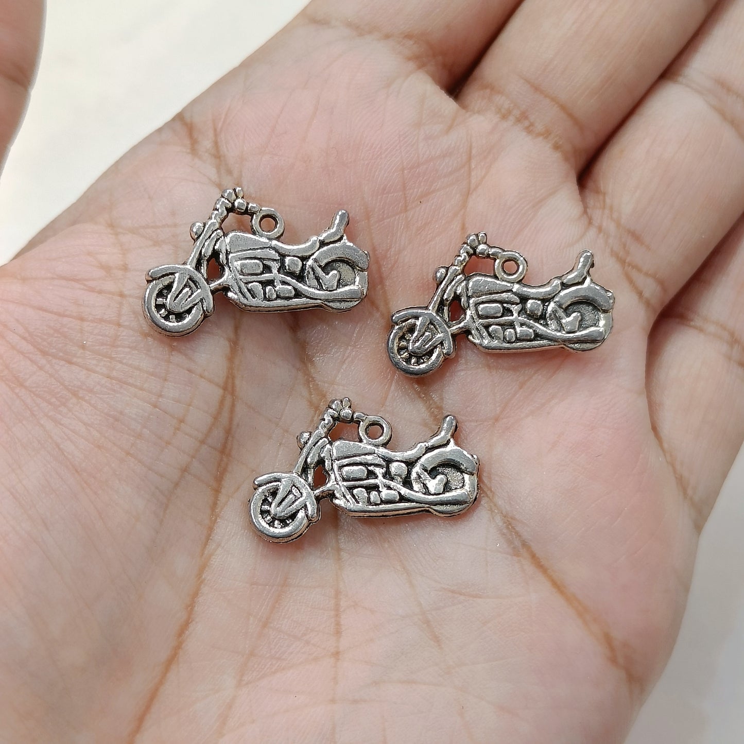 Oxo-Silver Motorbike Metal Charms