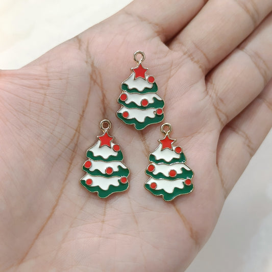 Snowy Christmas Tree Metal Charms