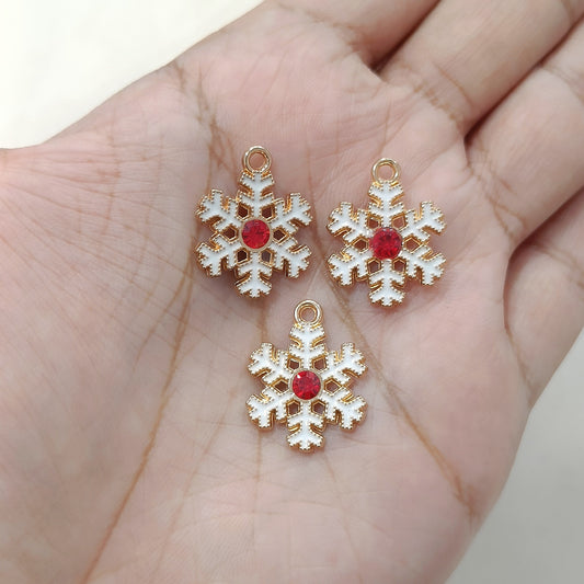 Spiky Snowflake with Red Stone Charms