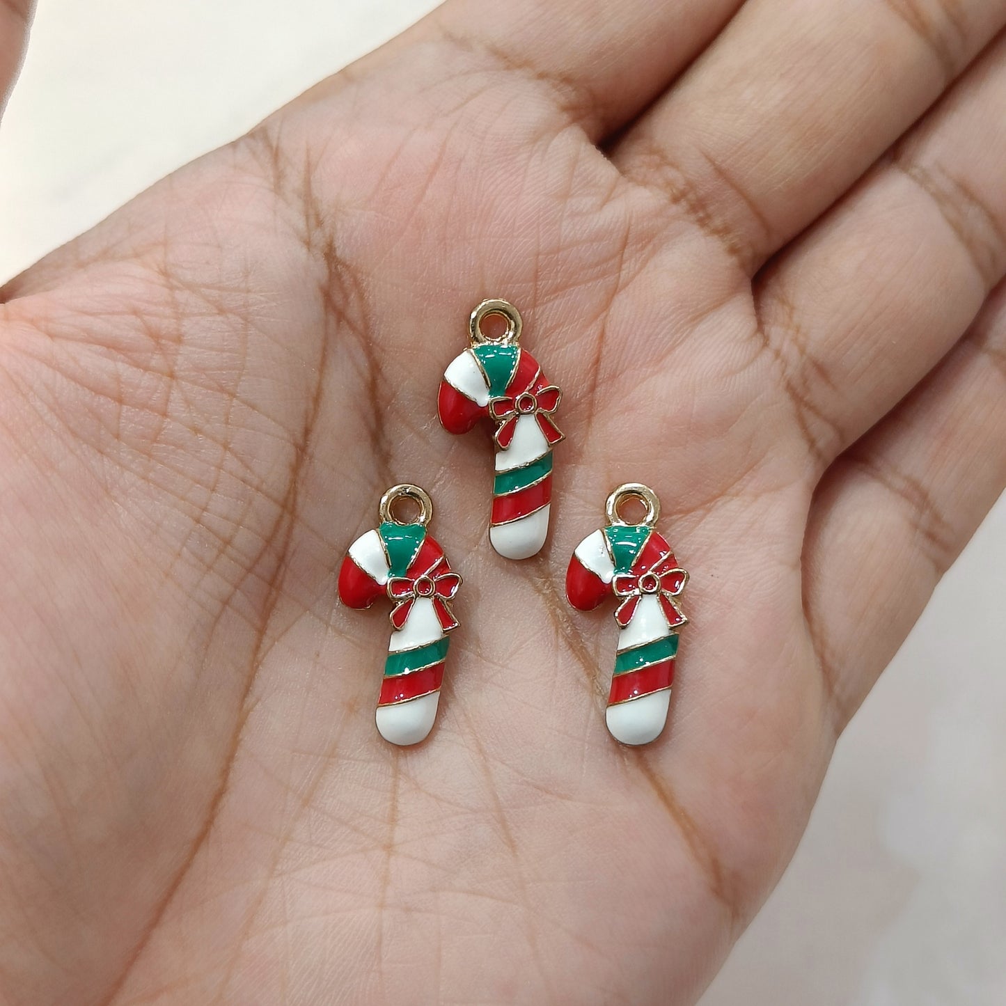 Mini Candycane Metal Charms