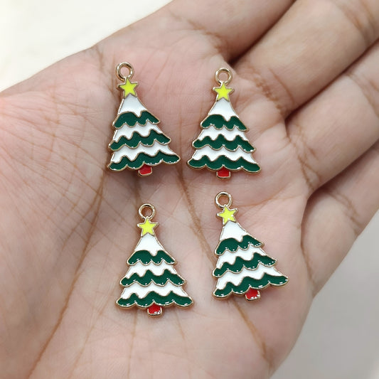 Yellow-Star Christmas Tree Metal Charms