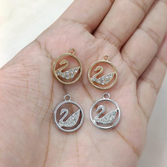 Luxury Studded Mini Swan Metal Charms