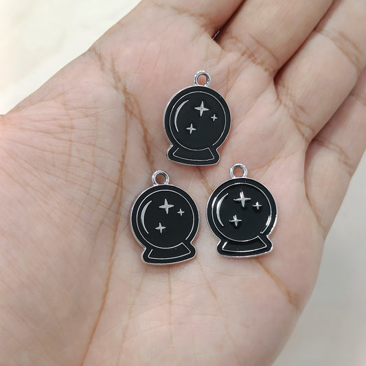 Gothic Black Crystal Ball Metal Charms