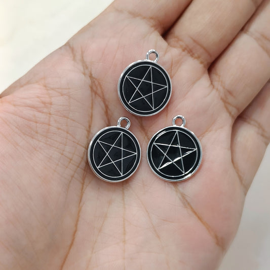 Gothic Black Star Coin Metal Charms