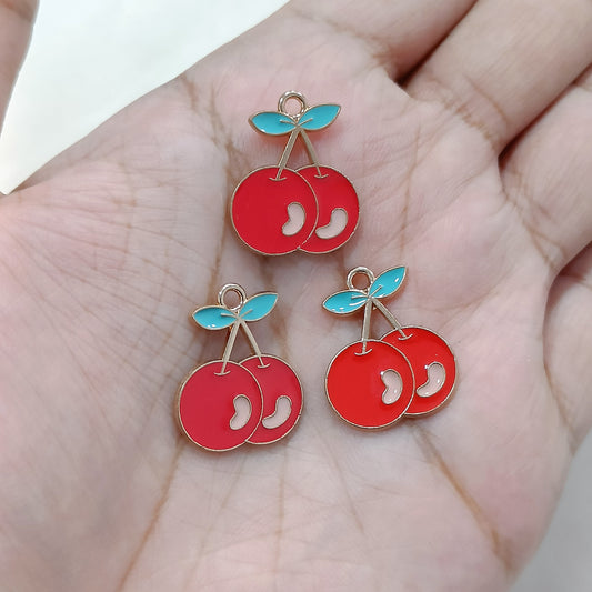 Big Red Cherry Metal Charms