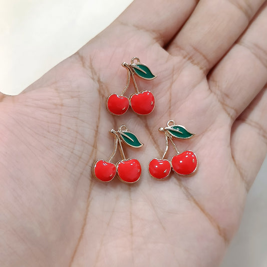 Raised Juicy Cherry Metal Charms