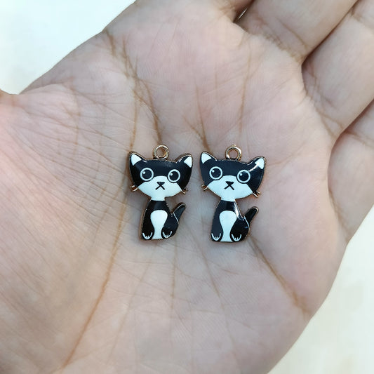 Printed Black Cat Metal Charms