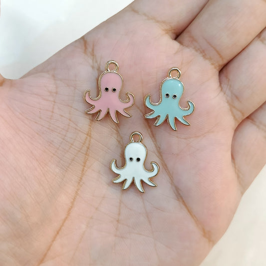Cute Pastel Mini Octopus Metal Charms