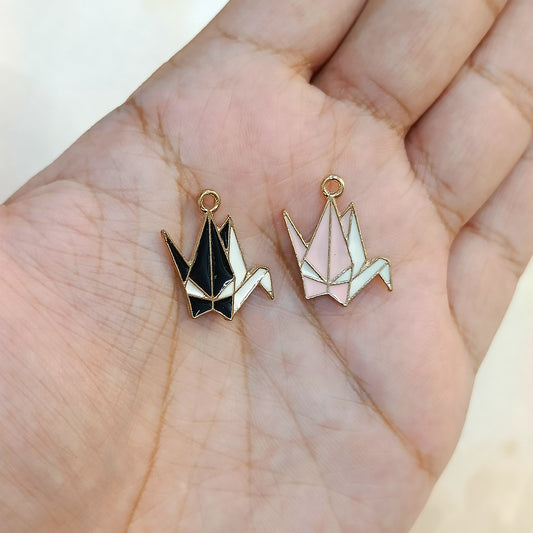 Pastel Paper Crane Metal Charms
