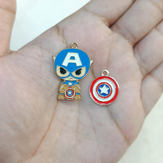 Captain America & Shield Pair Avengers Superhero Metal Charms
