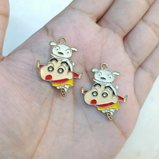 Happy Shinchan & Shiro Metal Charms