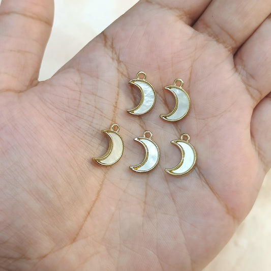 Pearl-Finish Mini Moon Metal Charms