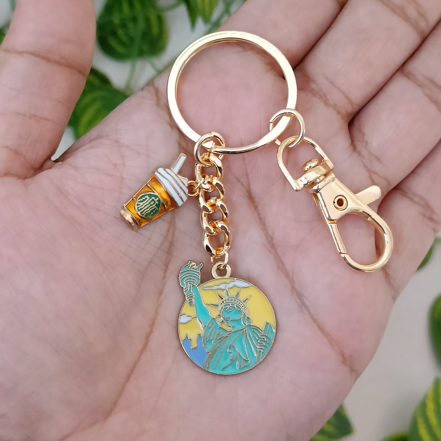 New York & Starbucks Coffee Travel Bag Charm Keychain