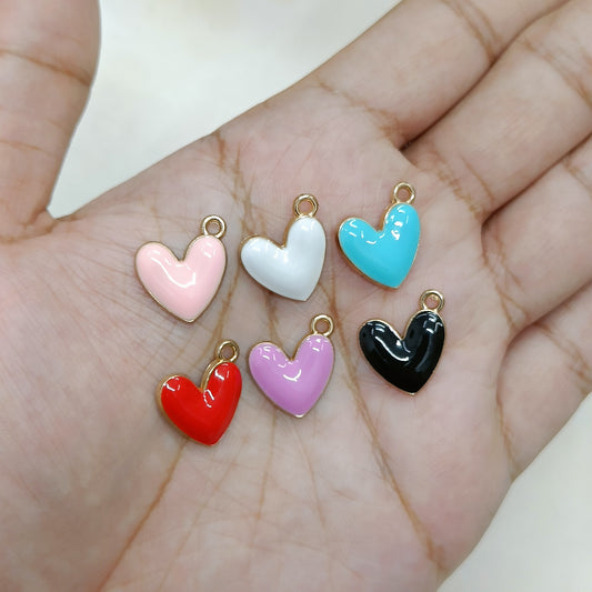 Glossy Hearts Metal Charms