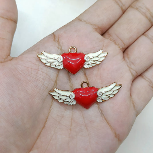 Big Angel Wings Heart Metal Charms