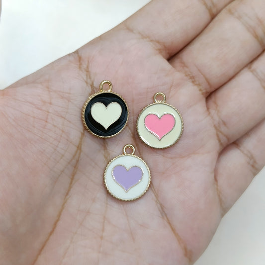 Mini Pastel Heart Coin Metal Charms