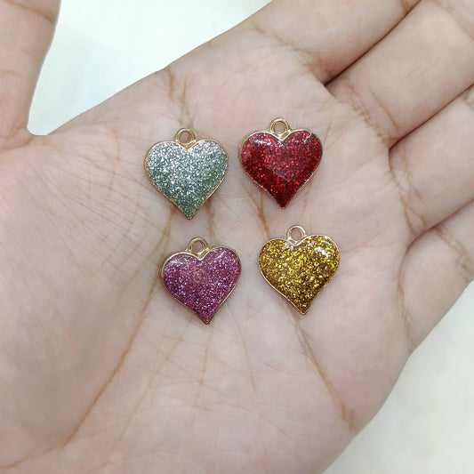 Bubbly Glitter Hearts Metal Charms