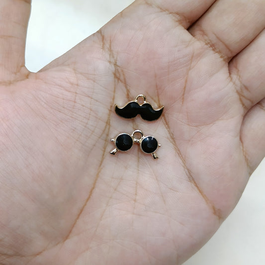 Mini Moustache & Sunglasses Metal Charms