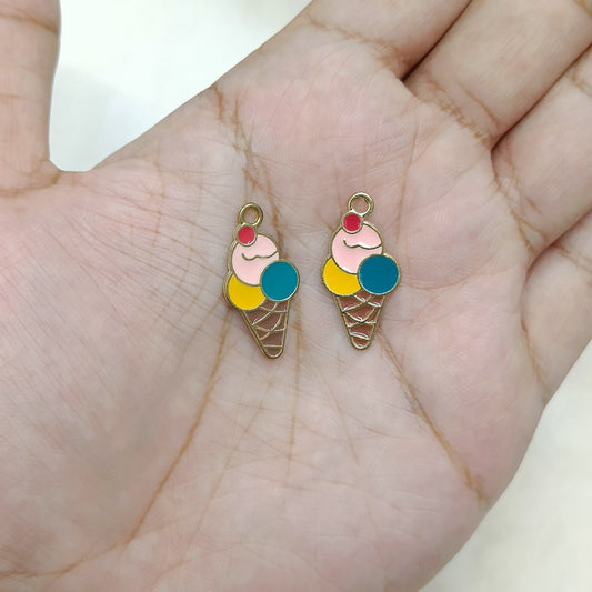 Three-Scoop Ice Cream Metal Charms