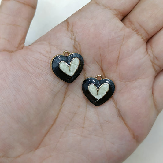 Raised Chunky Enamel Heart Metal Charms