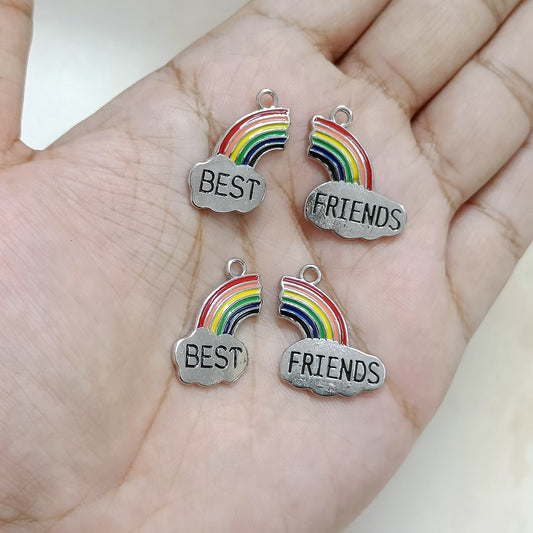 Rainbow Best Friends Pair Silver-base Metal Charms