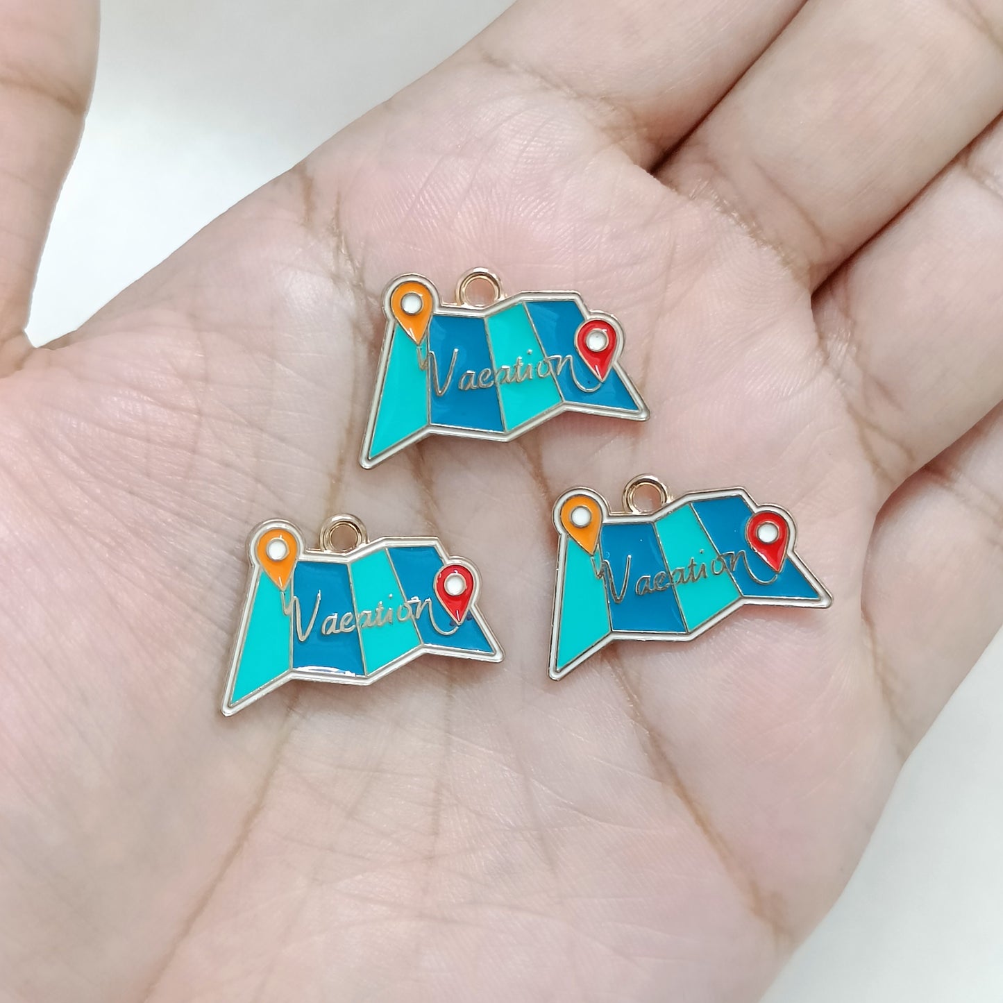 Vacation Map Travel Metal Charms