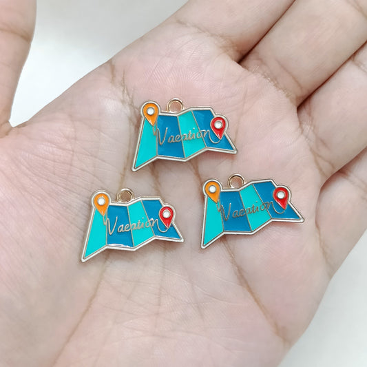 Vacation Map Travel Metal Charms