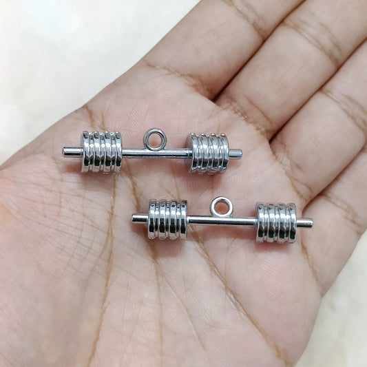 Silver Big Dumbbell Chunky Metal Charms