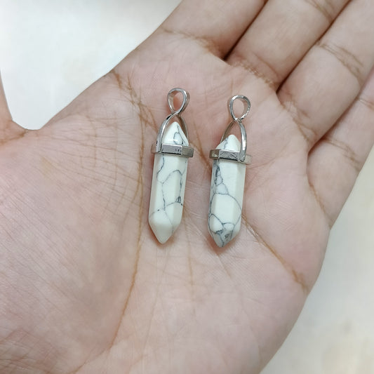 Marble White Pencil Crystal Pendant Charms
