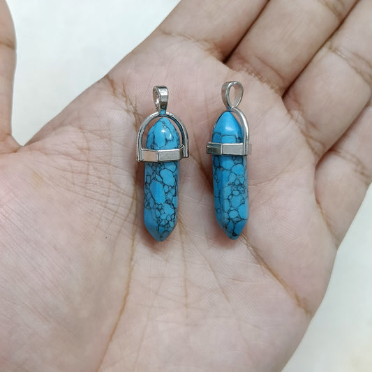 Marble Turquoise Pencil Crystal Pendant Charms