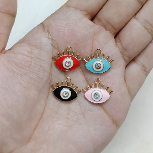 Luxury Studded Eyelash Evil Eye Metal Charms