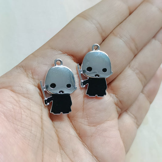 Silver Chibi-style Cute Grim Reaper Metal Charms