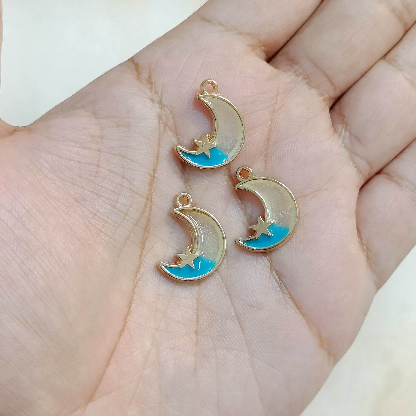 Glitter Mini Moon-Star Resin Charms