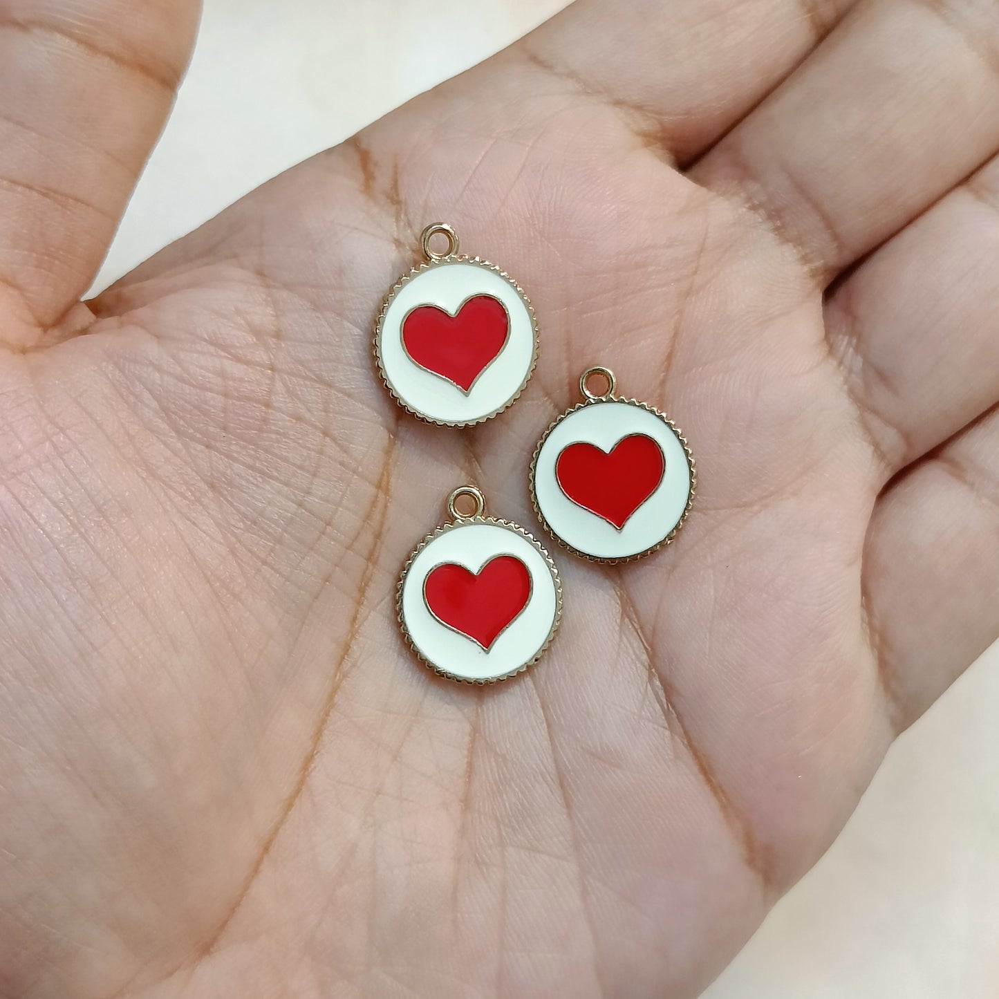 Red Heart Coin Metal Charms