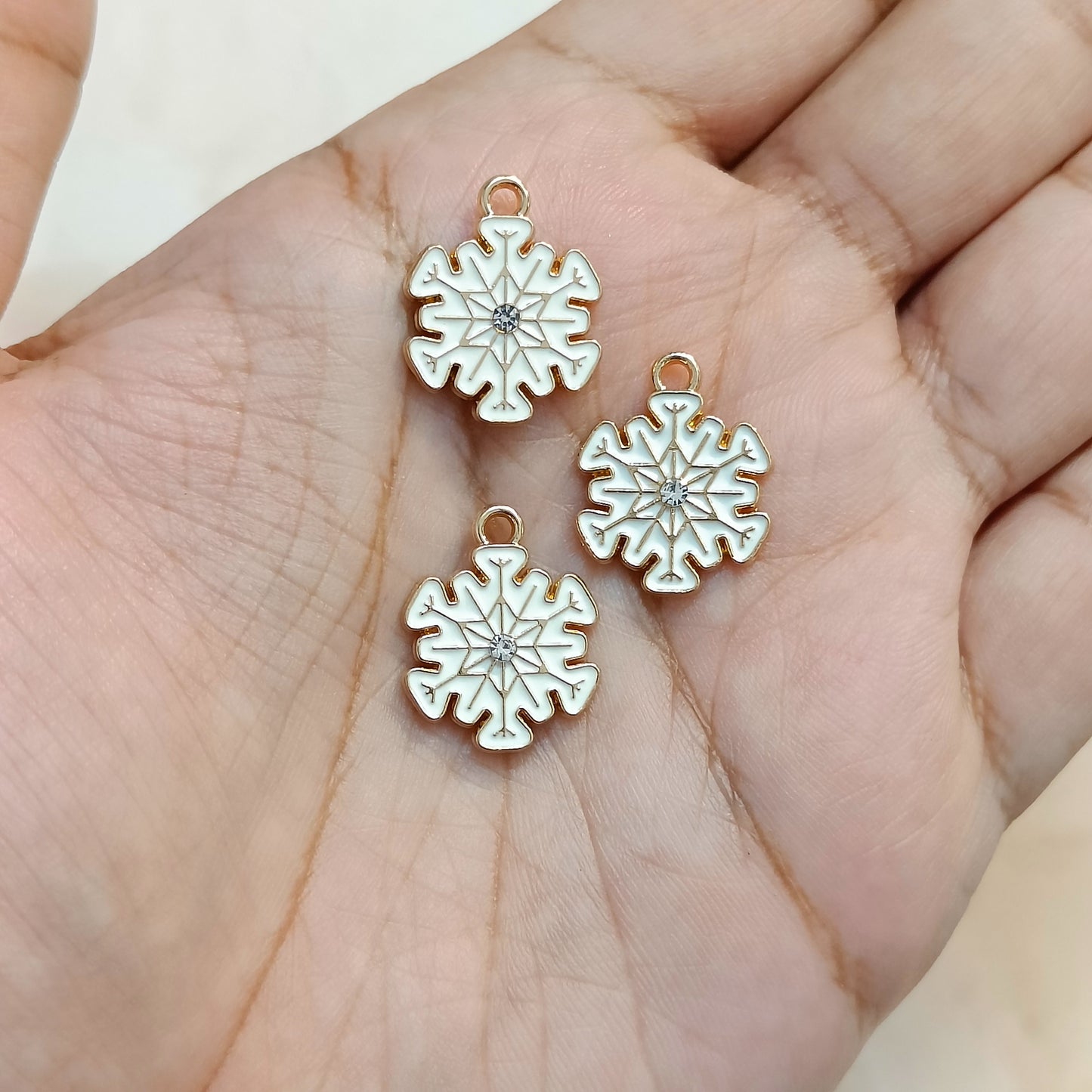 Studded Smooth Snowflake Metal Charms