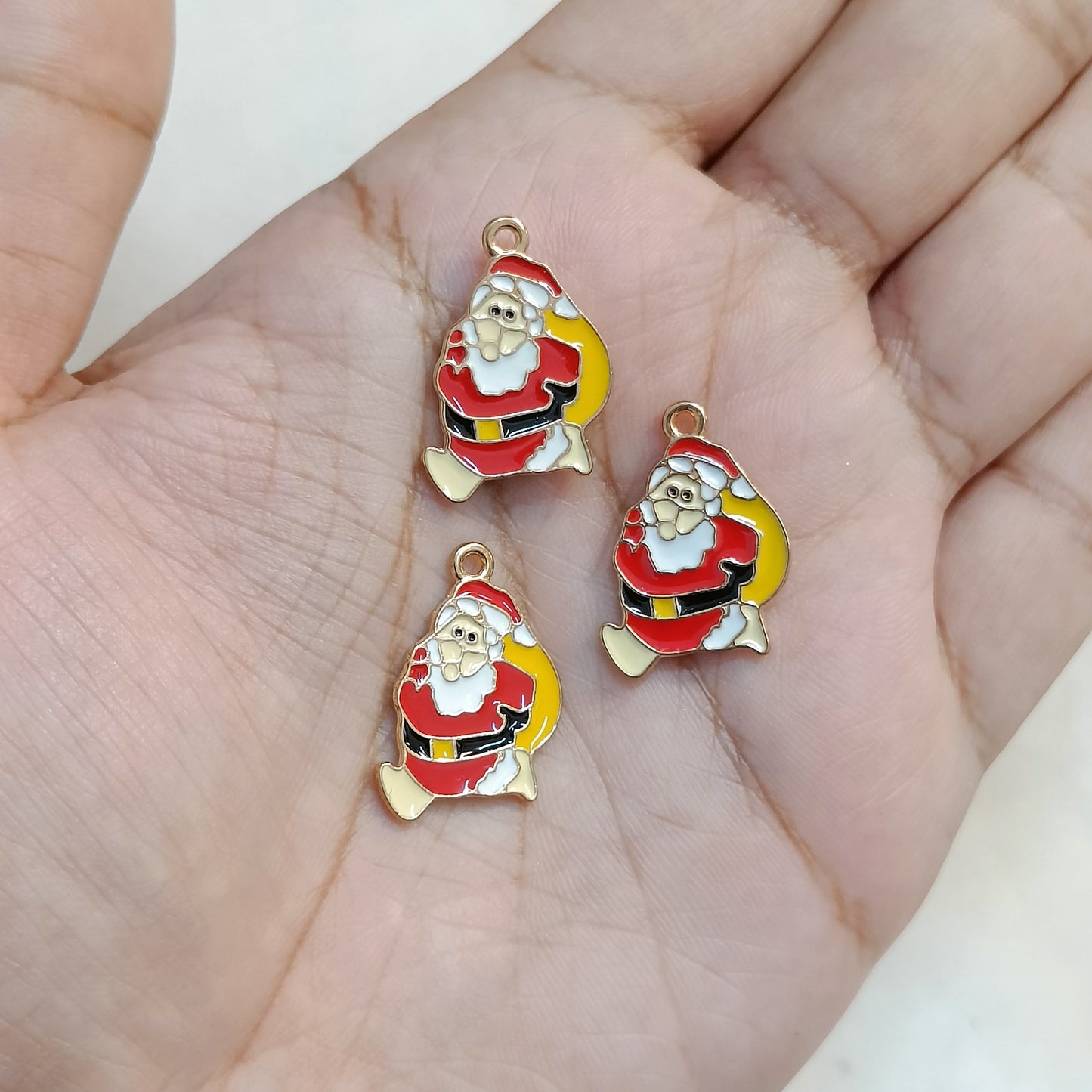 Yellow Happy Santa Claus Metal Charms