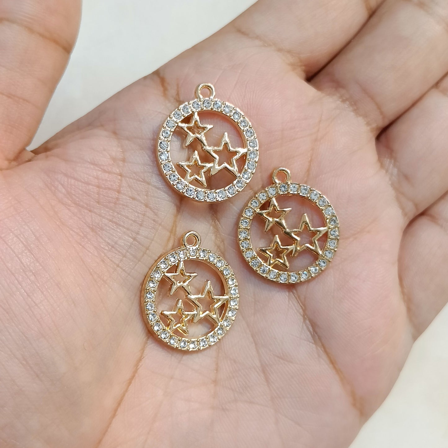 Golden Star-Studded Ring Metal Charms