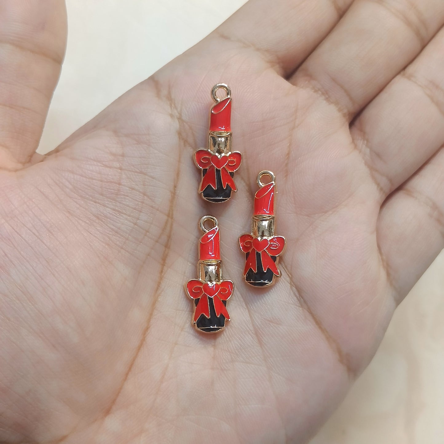 Luxury Lipstick with Red Bow Metal Charms