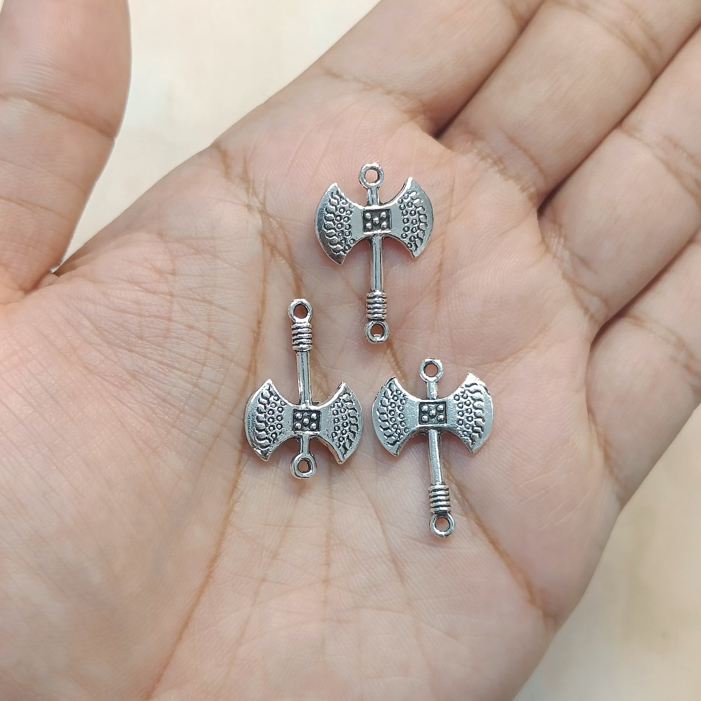 Oxo-Silver Double Headed Axe Metal Charms