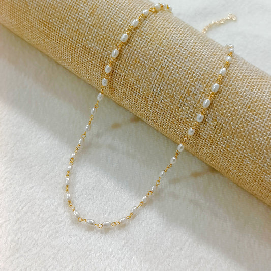 Oval Pearl Knotting Chain Necklace