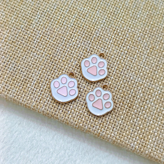 Baby Pink Mini Paw Metal Charms