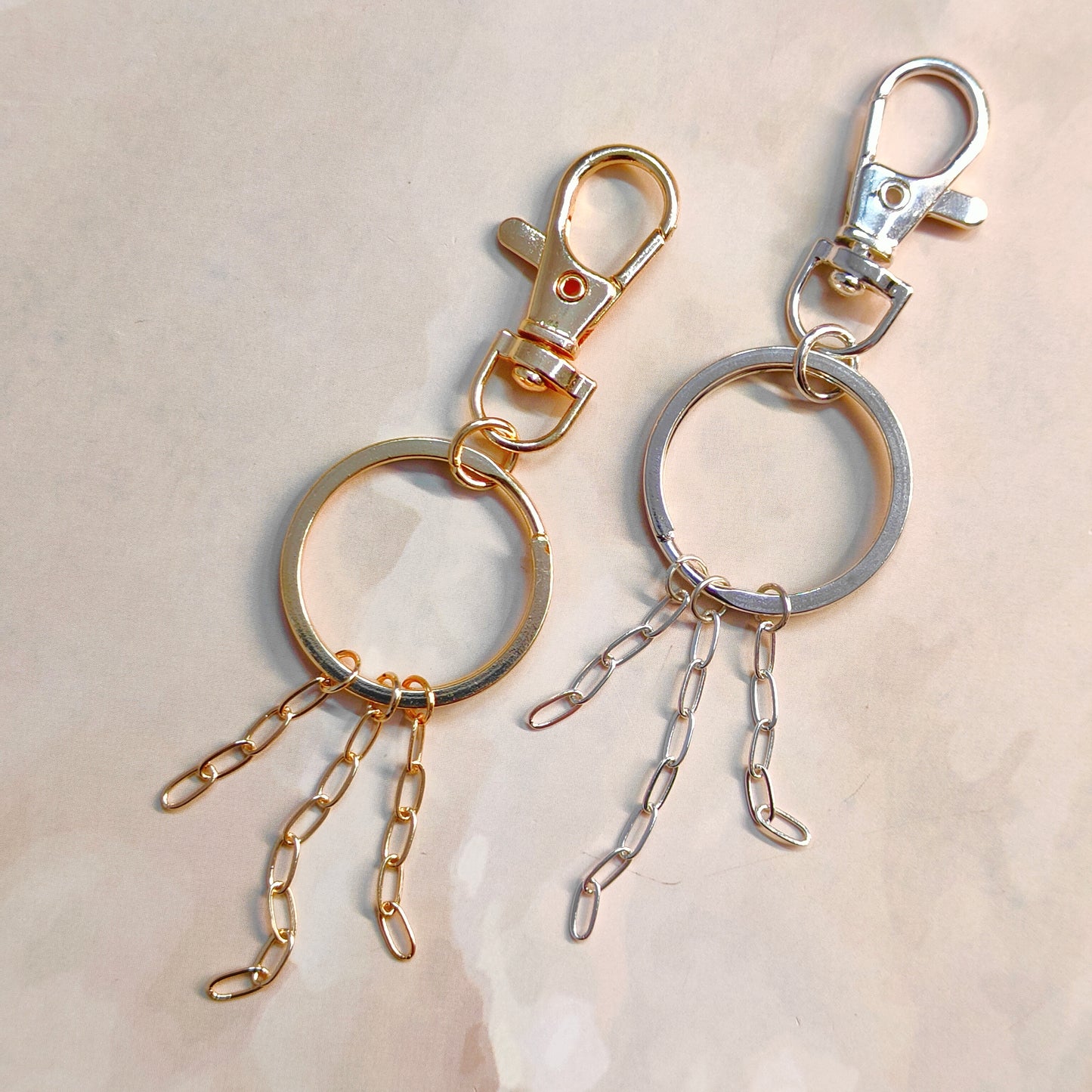 Layered Paperclip Chain Dog-Lock Bag Charm Keychains