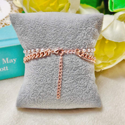 Rose Golden Three Charms Combo Christmas 2-Layer Bracelet (Design 24A)