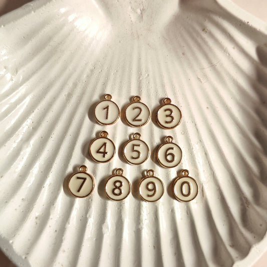 White Number Coin Reversible Metal Charms