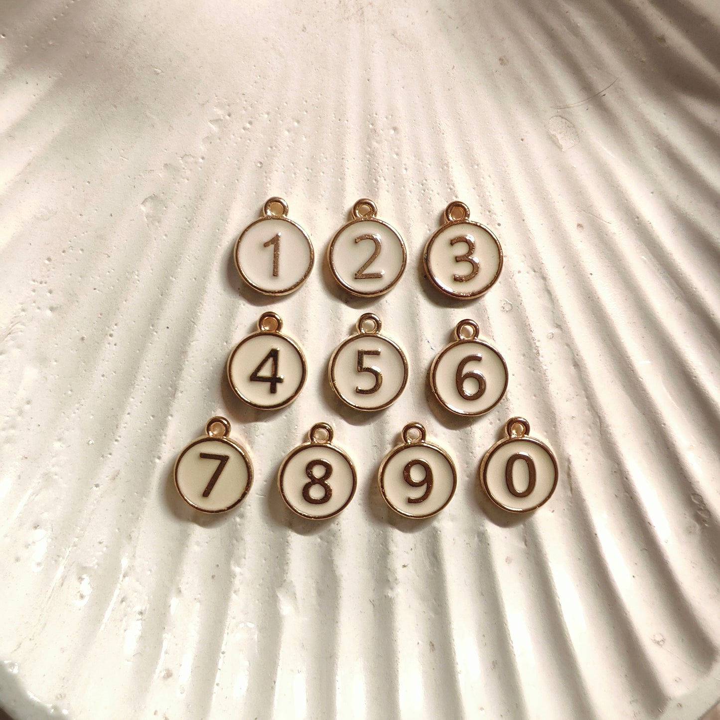 White Number Coin Reversible Metal Charms