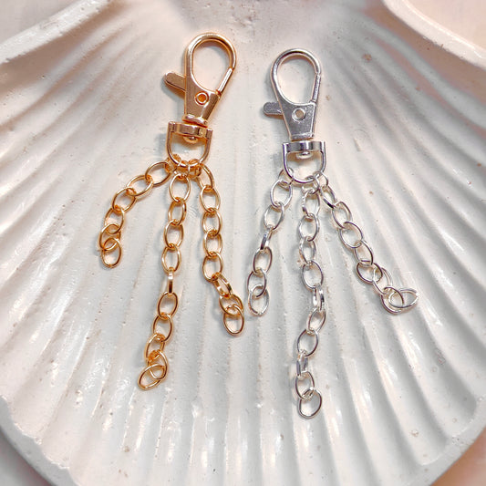 Layered Sleek Oval Link Chain Dog-Lock Bag Charms