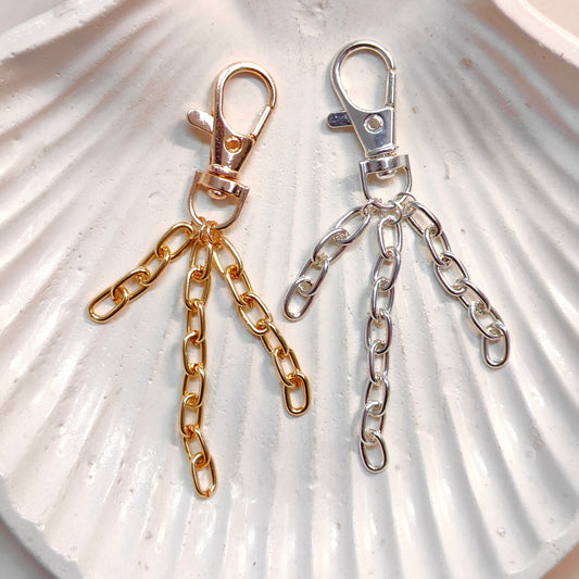 Layered Chunky Oval Link Chain Dog-Lock Bag Charms