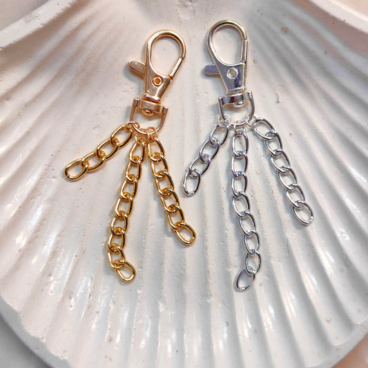 Layered Sleek Curb Chain Dog-Lock Bag Charms