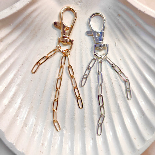 Layered Big Paperclip Chain Dog-Lock Bag Charms