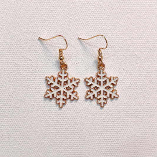 Spiky Snowflake Golden Christmas Earrings